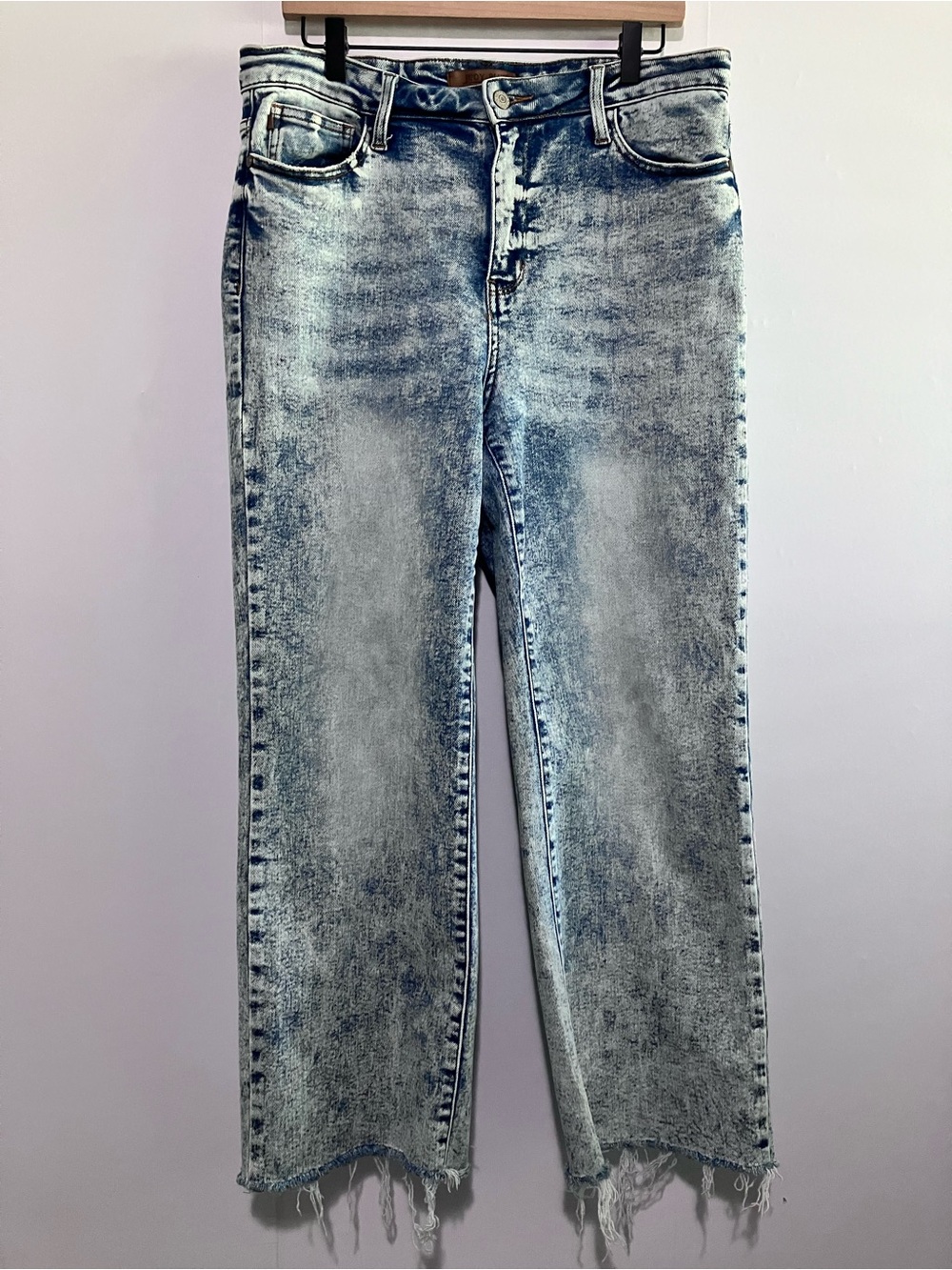Judy Blue Wide Leg Ankle Fray Acid Wash Jeans Size 13/31